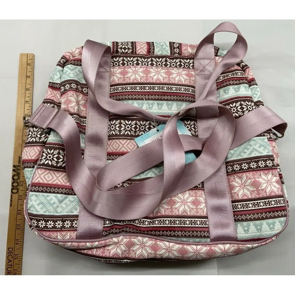 Isaac Mizrahi Tote-Duffle-Carryon-Baby-Overnight Bag-Crossb-Strap-Fair Isle-Gift